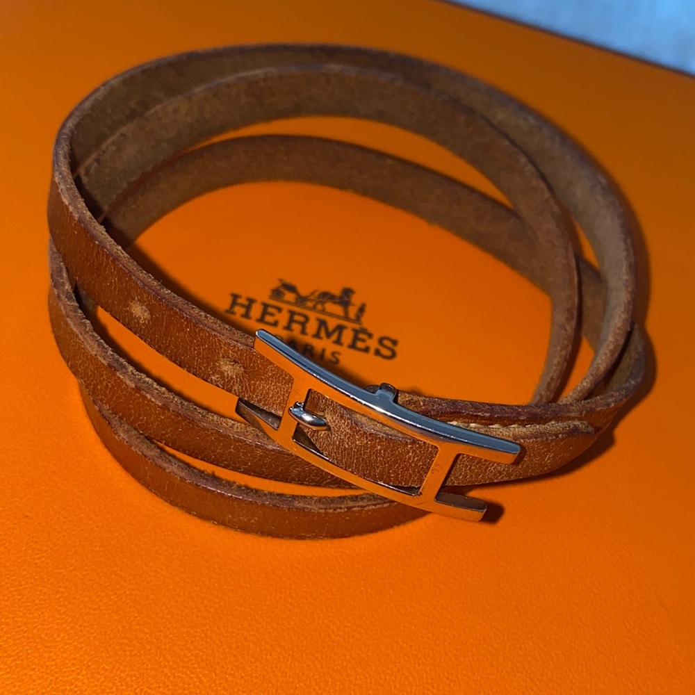 Hermes Behapi Leather Wrap Around Bracelet